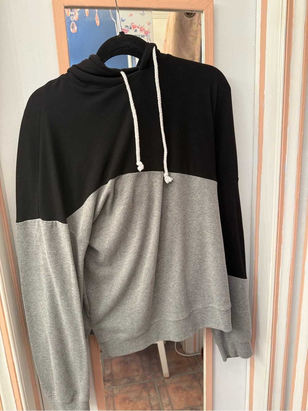 Women's Two-Tone Black and Gray Pullover Hoodie